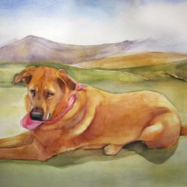 Pookie, watercolor on 300lb Arches paper, 48" x 24", 2010, sold