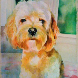 Mr. Barky, Watercolor on Paper, 10" x 14", sold