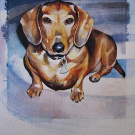 Penny, Watercolor on Paper, 6" x 9", sold